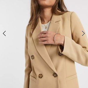 River Island double breasted blazer in camel